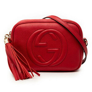 Gucci Soho Interlocking GG Tassel Disco Bag Shoulder Red Leather